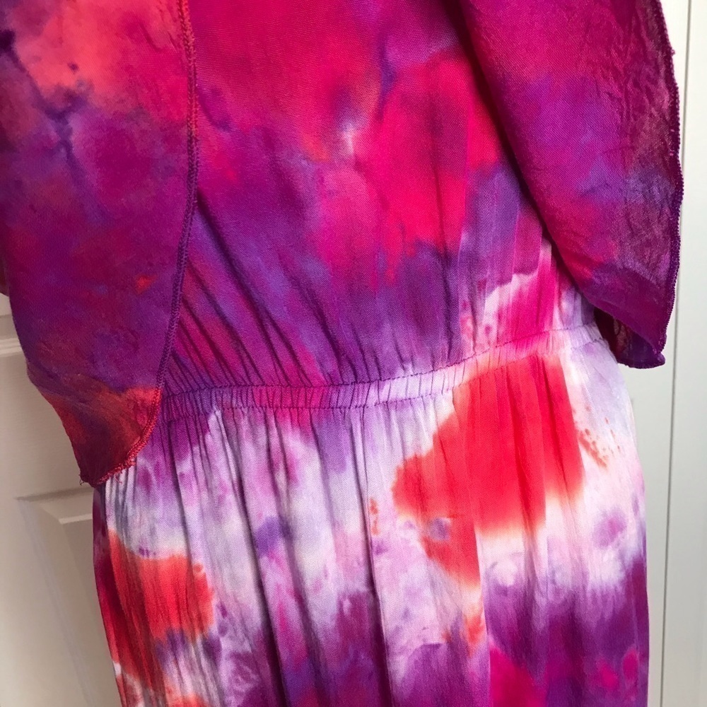 Tie dye maxi dress galaxy tank tiered flounce L spaghetti straps sundress - Picture 3 of 10